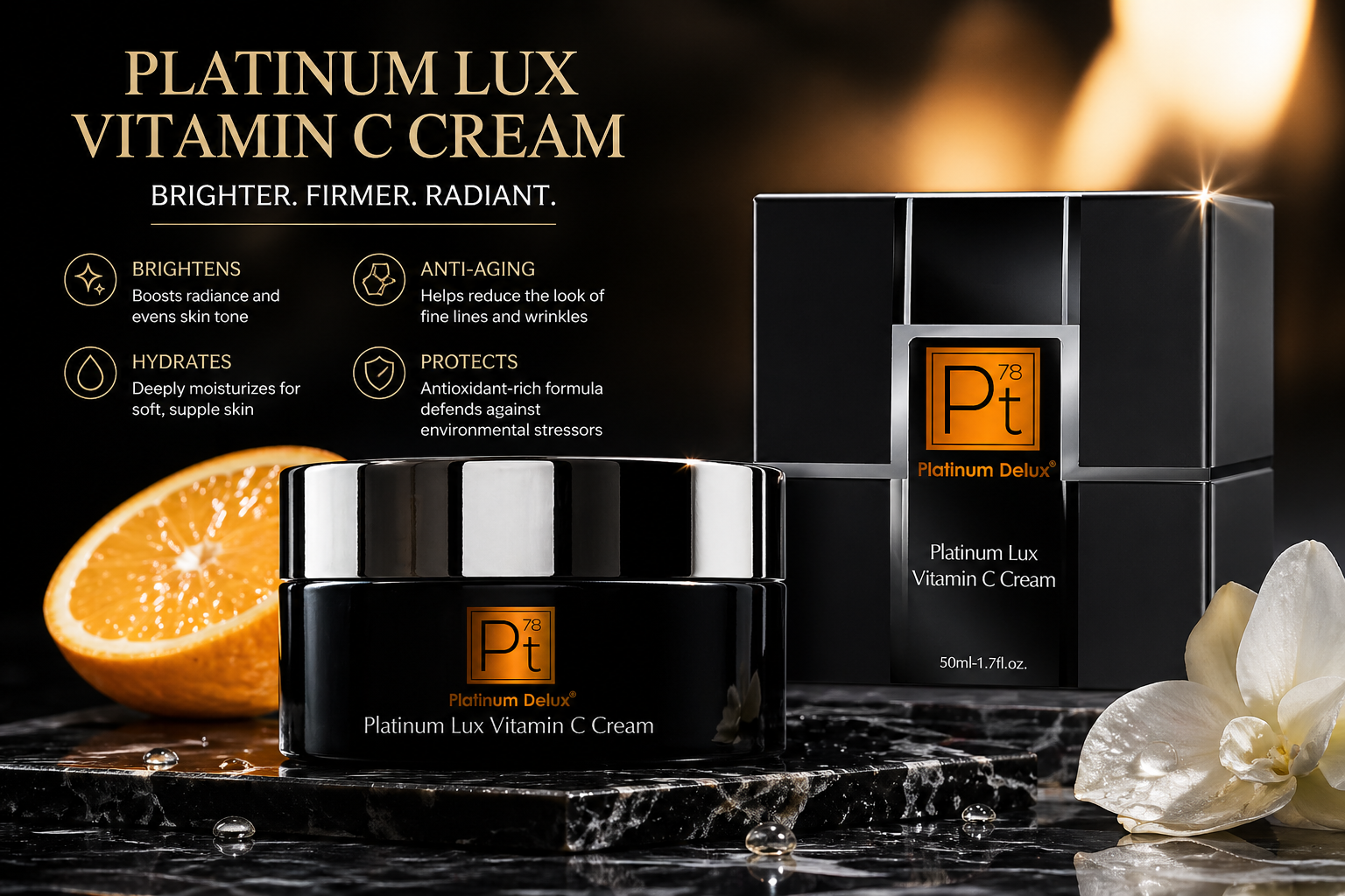 Luxurious vitamin C skincare ad