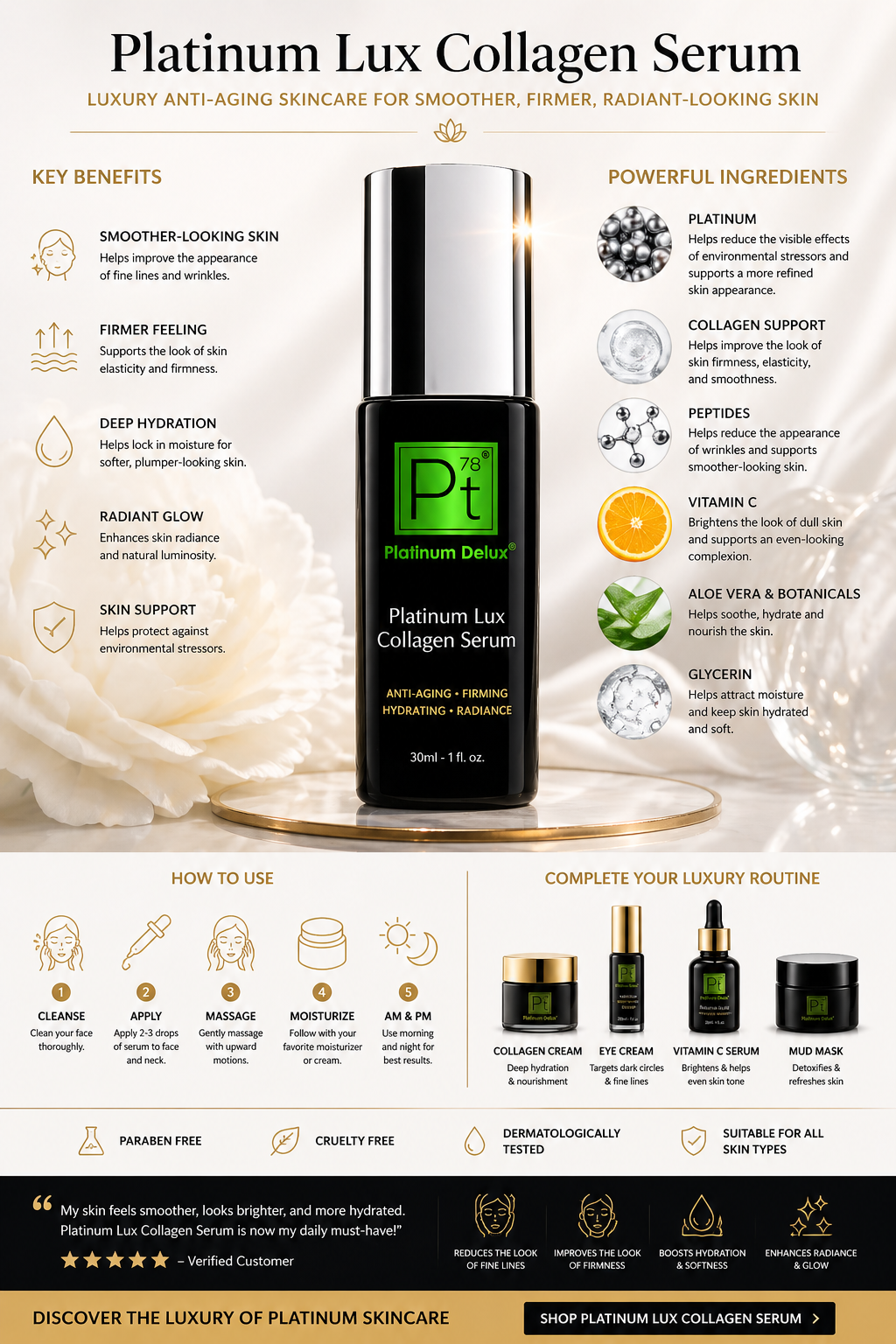 Luxury Collagen Serum for Firm, Smooth Skin