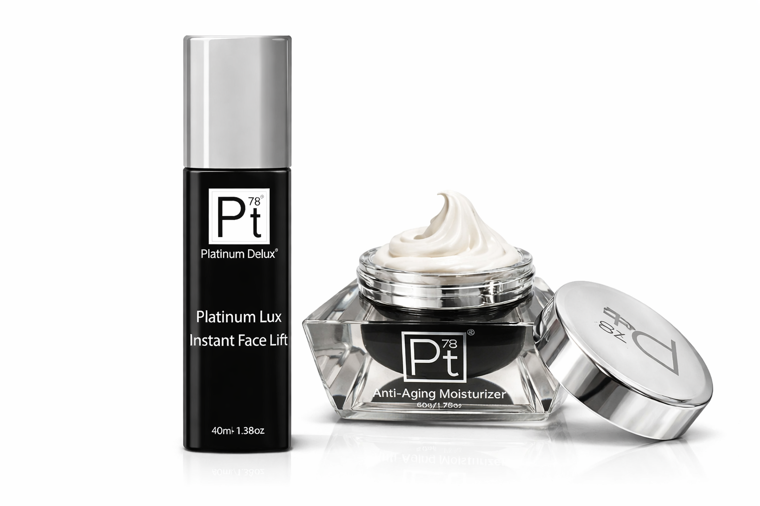 Platinum Delux skincare product showcase