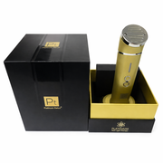 
Platinum Deluxe red light therapy device with packaging back showing safety instructions isolated on white background