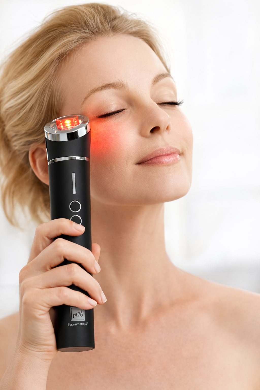 LED red light therapy device for face reduce fine lines wrinkles visible skin improvement anti aging treatment