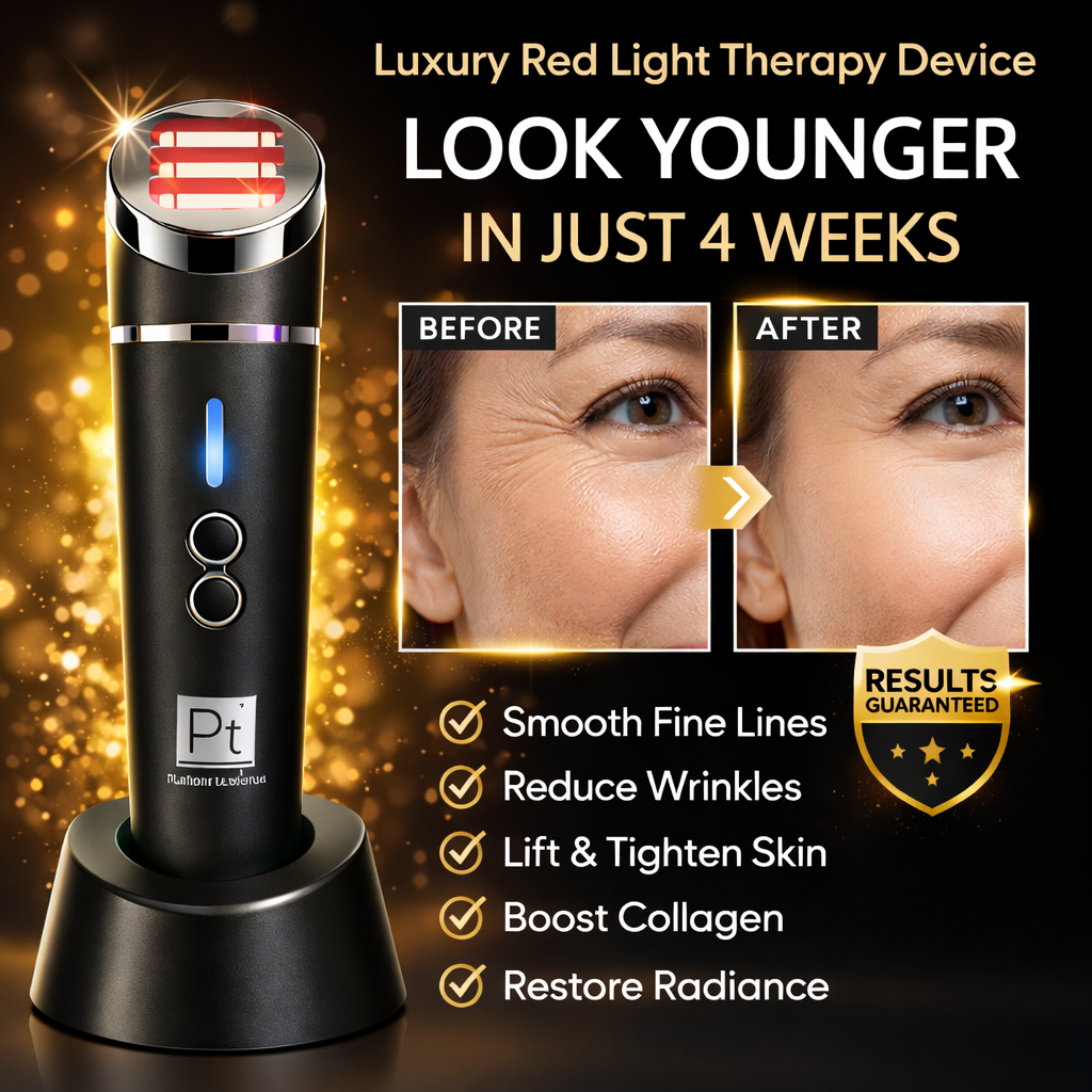 
red light therapy device anti aging results reduce wrinkles before and after Platinum Deluxe FDA cleared skincare device