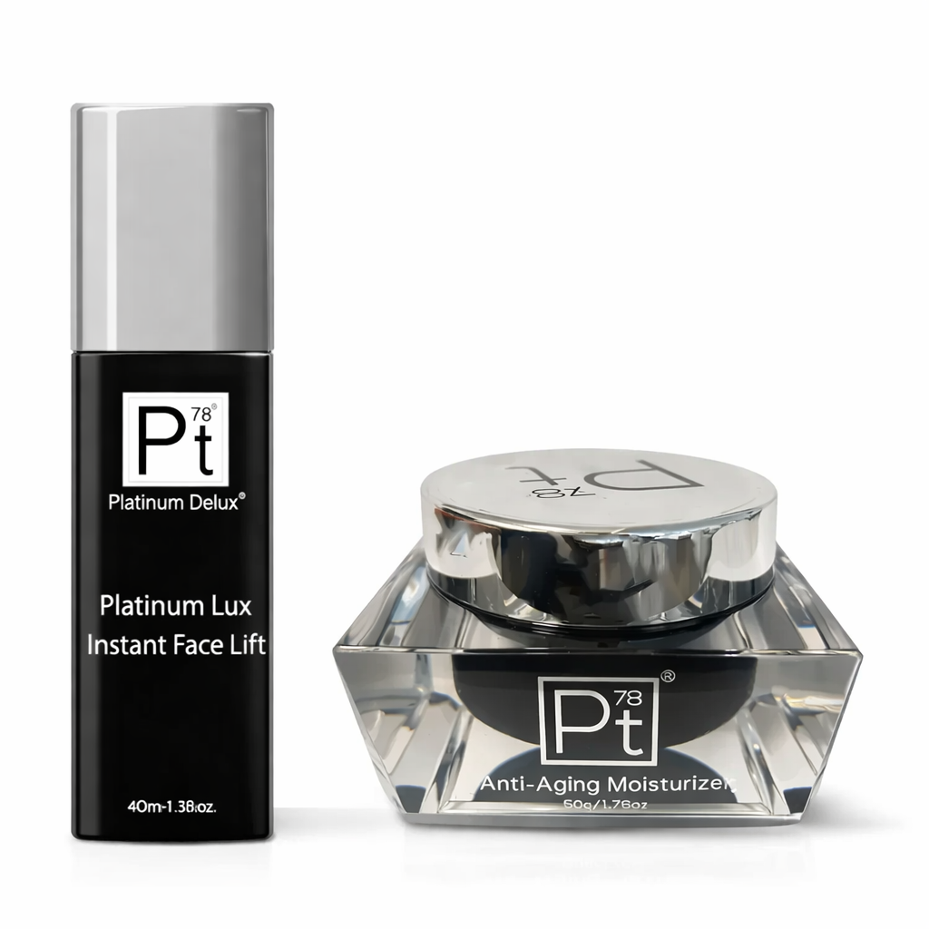 Women's 2pc Diamond Cream and Serum Set luxury anti-aging skincare platinum deluxe moisturizer and instant face lift serum