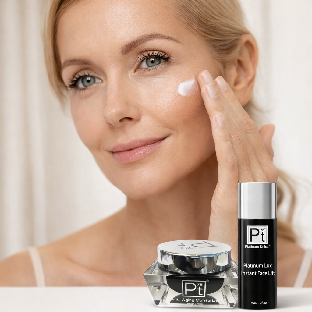 luxury anti aging skincare glowing smooth radiant skin platinum deluxe diamond cream serum results